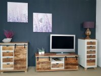 Soma Schubladen Kommode B 40 H 92 cm Schubkastenturm Anrichte Sideboard California weiß Mangoholz (BxHxL) 40 x 92 x 35