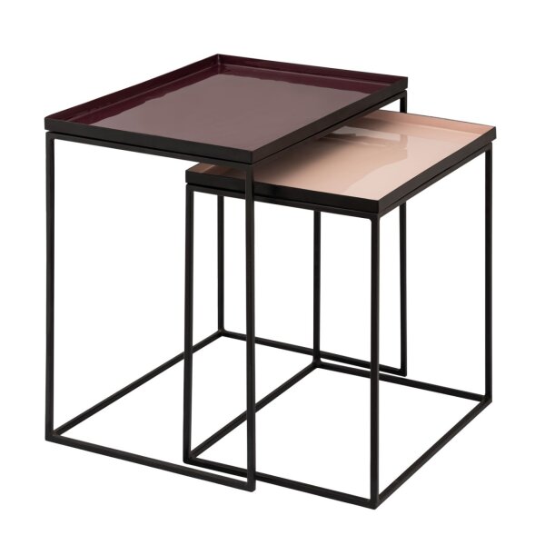 Soma Beistelltisch 2er Set Satztisch 45 H 45 cm Dekotisch Lampentisch Sofatisch Copenhagen Tisch Emaille (BxHxL) 48 x 50 x 36 purple - rose