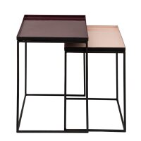 Soma Beistelltisch 2er Set Satztisch 45 H 45 cm Dekotisch Lampentisch Sofatisch Copenhagen Tisch Emaille (BxHxL) 48 x 50 x 36 purple - rose