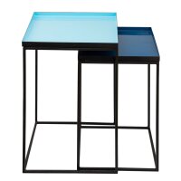 Soma Beistelltisch 2er Set Satztisch 45 H 45 cm Dekotisch Lampentisch Sofatisch Copenhagen Tisch Emaille (BxHxL) 48 x 50 x 36 türkis - blau