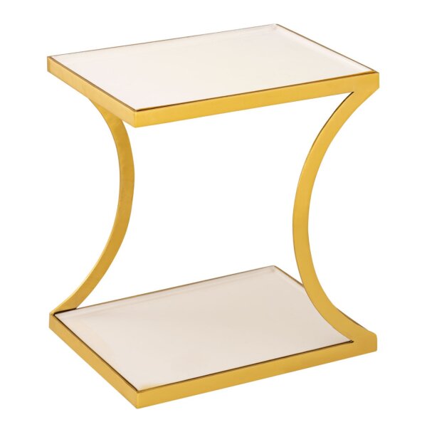 Soma Beistelltisch Dekotisch eckig 40 H 45 cm Lampentisch Sofatisch Eden Tisch Metall gold und Emaille (BxHxL) 40 x 45 x 30