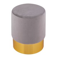 Soma Samthocker 2. Wahl Samt Pouf Ø 31 H 43 cm Sitzhocker Sitzpouf Velour Hocker bis 150 kg belastbar (BxHxL) 31 x 43 x 31 light grey - hellgrau