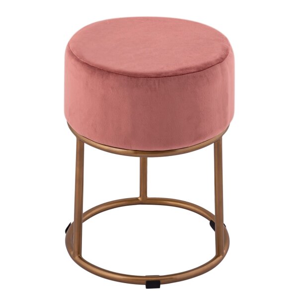 Soma Velour Hocker 2. Wahl Ø 32 H 42 cm Samthocker mit Eisengestell goldfarbig Sitzhocker Samt Pouf Sitzp (BxHxL) 32 x 42 x 32 rose