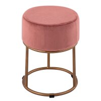 Soma Velour Hocker 2. Wahl Ø 32 H 42 cm Samthocker mit Eisengestell goldfarbig Sitzhocker Samt Pouf Sitzp (BxHxL) 32 x 42 x 32 rose