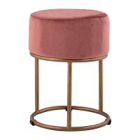 Soma Velour Hocker 2. Wahl Ø 32 H 42 cm Samthocker mit Eisengestell goldfarbig Sitzhocker Samt Pouf Sitzp (BxHxL) 32 x 42 x 32 rose