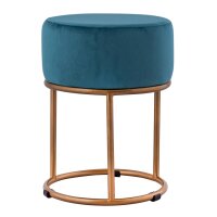 Soma Velour Hocker 2. Wahl Ø 32 H 42 cm Samthocker mit Eisengestell goldfarbig Sitzhocker Samt Pouf Sitzp (BxHxL) 32 x 42 x 32 smaragd