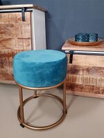 Soma Velour Hocker 2. Wahl Ø 32 H 42 cm Samthocker mit Eisengestell goldfarbig Sitzhocker Samt Pouf Sitzp (BxHxL) 32 x 42 x 32 smaragd