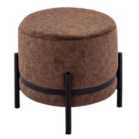 Soma Sitzhocker 2. Wahl Ø 35 H 37 cm Wildleder-Optik Pouf Sitzpouf Sitzpouf mit Eisengestell schwarz matt (BxHxL) 35 x 37 x 35 tabacco