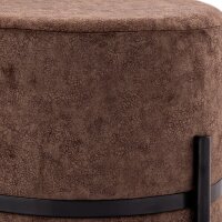 Soma Sitzhocker 2. Wahl Ø 35 H 37 cm Wildleder-Optik Pouf Sitzpouf Sitzpouf mit Eisengestell schwarz matt (BxHxL) 35 x 37 x 35 tabacco