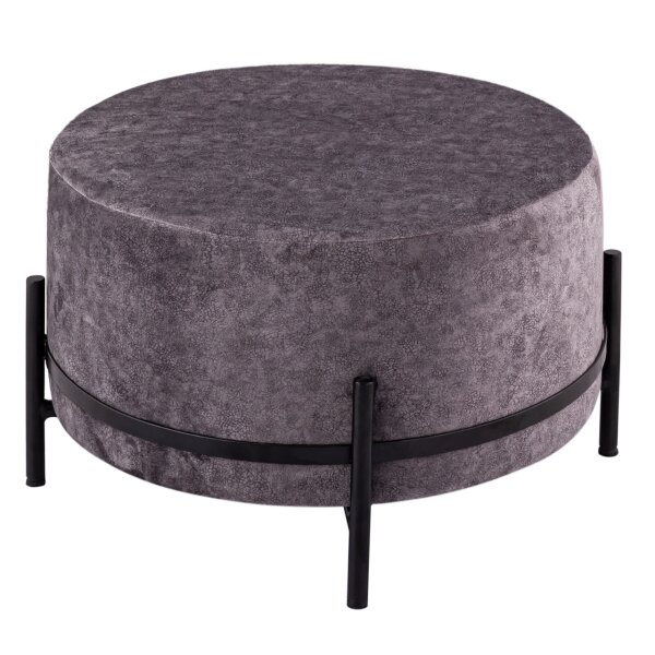 Soma Sitzhocker 2. Wahl Ø 55 H 37 cm Pouf Sitzpouf Wildleder-Optik Sitzpouf mit Eisengestell schwarz matt (BxHxL) 55 x 37 x 55 stonegrey