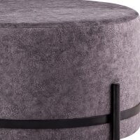 Soma Sitzhocker 2. Wahl Ø 55 H 37 cm Pouf Sitzpouf Wildleder-Optik Sitzpouf mit Eisengestell schwarz matt (BxHxL) 55 x 37 x 55 stonegrey