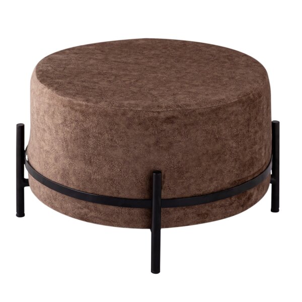 Soma Sitzhocker 2. Wahl Ø 55 H 37 cm Pouf Sitzpouf Wildleder-Optik Sitzpouf mit Eisengestell schwarz matt (BxHxL) 55 x 37 x 55 tabacco