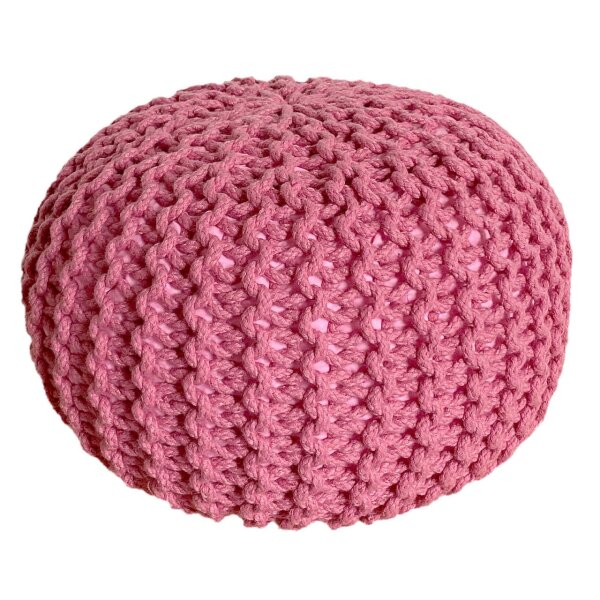 Soma Pouf Ø 55 cm Sitzpouf Strickhocker Hocker Pool Garten Innen & Außen waschbar blass pink (BxHxL) 55 x 37 x 55