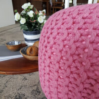 Soma Pouf Ø 55 cm Sitzpouf Strickhocker Hocker Pool Garten Innen & Außen waschbar blass pink (BxHxL) 55 x 37 x 55