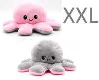 XXL Reversible Wende Plüschtier Octopus 40cm Flip Geschenkidee rosa grau