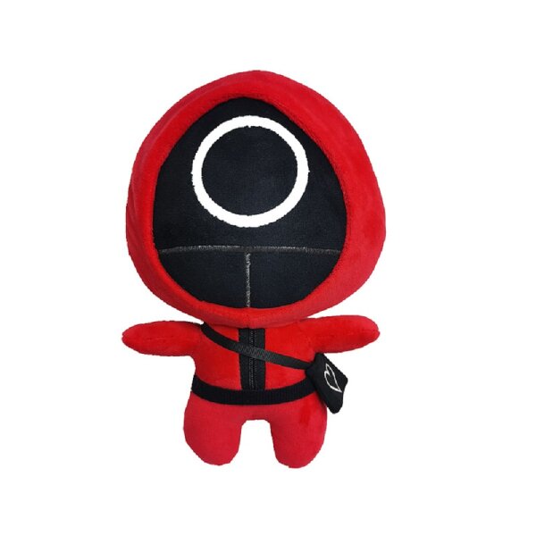 Squid Game Kuscheltier Plüschtier 23 cm Cosplay Maske Mask Jacke Mantel Anzug Rot Frontmann grau Halloween Geschenkidee (Rot Kreis)