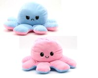 Oktopus Reversible Rainbow Kuscheltier Wende Plüschtier Octopus groß 20 cm doppelseitiger Flip Spielzeug Geschenkidee Die Farben sind unsortiert und Nicht wählbar