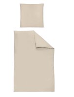 Irisette Mako-Satin uni Bettwäsche Set uni Paris 8000 beige 135 x 200 cm + 1 Kissenbezug 80x80 cm