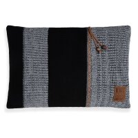 Knit Factory Roxx Kissen 60x40 cm Gestreift Grau Schwarz