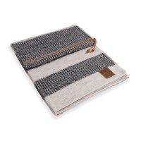 Knit Factory Roxx Decke 160x130 cm Gestreift Beige Schwarz