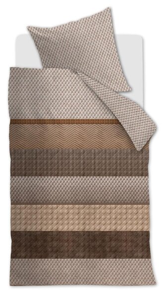 Beddinhouse Mako-Satin Bettwäsche Quilted Natural 155X220 155 x 220 cm + 1x 80 x 80 cm 1 Bettbezug, 1 Kissenbezug Natur