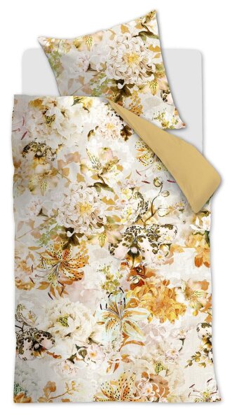 Beddinhouse Mako-Satin Bettwäsche Mellow Breeze Yellow 135X200 135 x 200 cm + 1x 80 x 80 cm 1 Bettbezug, 1 Kissenbezug Gelb