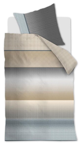 Beddinhouse Mako-Satin Bettwäsche O Tte Blue Grey 155X220 155 x 220 cm + 1x 80 x 80 cm 1 Bettbezug, 1 Kissenbezug Blau Grau