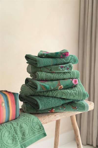 Pip Studio 100% Cotton, terry velour, 500 GSM Frotteeware Good Evening Green 70X140 70 x 140 cm 1 Duschtuch Grün