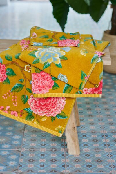 Pip Studio 100% Cotton, terry velour, 500 GSM Frotteeware Good Evening Yellow 70X140 70 x 140 cm 1 Duschtuch Gelb