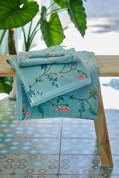 Pip Studio 100% Cotton, terry velour, 500 GSM Frotteeware Les Fleurs Blue 70X140 70 x 140 cm 1 Duschtuch Blau