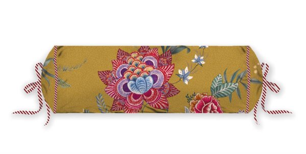 Pip Studio  Dekokissen Flower Festival Roll Cushion Yellow 22X70 22 x 70 cm 1 Zierkissen Gelb