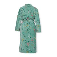 Pip Studio 100% Cotton, terry velour, 380 GSM Bademantel Les Fleurs Bathrobe Green M M 1 Bademantel Grün