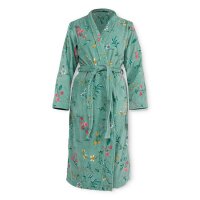 Pip Studio 100% Cotton, terry velour, 380 GSM Bademantel Les Fleurs Bathrobe Green M M 1 Bademantel Grün