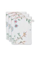 Pip Studio 100% Cotton, terry velour, 500 GSM Frotteware Les Fleurs White 16X22 Set A 3 16 x 22 cm set van 3 x Waschlappen Weiß