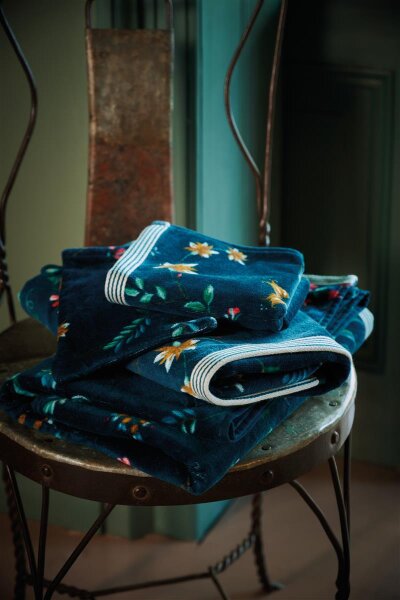 Pip Studio 100% Cotton, terry velour, 500 GSM Frotzteeware Les Fleurs Dark Blue 55X100 Set A 3 55 x 100 cm set van 3 Handtuch Dunkelblau