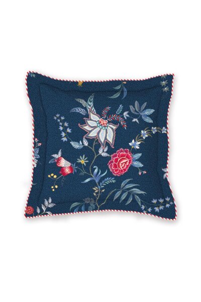 Pip Studio  Dekokissen Flower Festival Square Cushion Dark Blue 45X45 45 x 45 cm 1 Zierkissen Dunkelblau