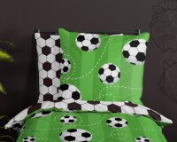 good morning Renforcé Bettwäsche 2 teilig Bettbezug 100 x 135 cm Kissenbezug 40 x 60 cm Soccer Green