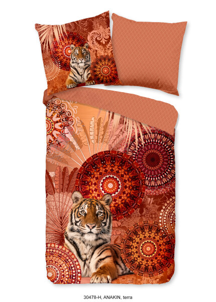 HIP Mako Satin Bettwäsche 135 X 200 cm + 1 x 80 X 80 cm Anakin orange