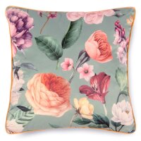 Descanso 100 % Polyvelvet Dekokissen 1 teilig 48 X 48 cm Fiori Green