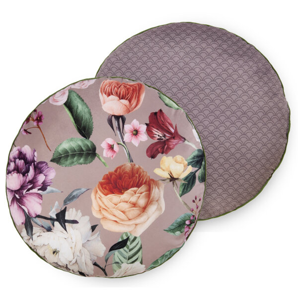 Descanso 100 % Polyvelvet Dekokissen 1 teilig 55 cm round Fiori Taupe