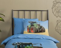 Soma Renforcé Pastell Bettwäsche-Set 2 teilig Bettbezug 2tlg 135x200cm Kopfkissenbezug 80x80cm (Trecker Traktor Farmer)