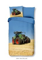 Soma Renforcé Pastell Bettwäsche-Set 2 teilig Bettbezug 2tlg 135x200cm Kopfkissenbezug 80x80cm (Trecker Traktor Farmer)