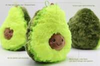 Soma Plüsch-Kissen Avocado Sofa-Rückenkissen Rund Lebensmittel Spielzeug Kuschel-Tier Plüsch-Tier Toy Früchte grün (Avocado 15 cm) + GRATIS Schlüsselanhänger