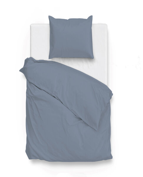 Zo!Home Mako Satin Satinado Bettwäsche 135 Riviera Blue Uni Riviera-Blue 1 Bettbezug 135x200cm + 1 Kissenbezug 80x80cm
