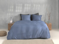 Zo!Home Mako Satin Satinado Bettwäsche 135 Riviera Blue Uni Riviera-Blue 1 Bettbezug 135x200cm + 1 Kissenbezug 80x80cm