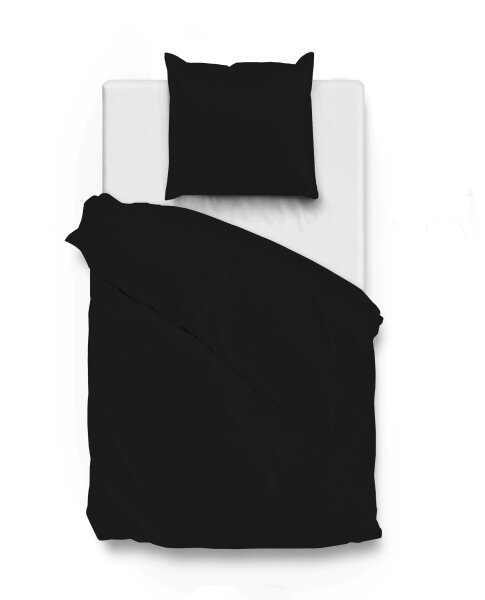 Zo!Home Mako Satin Satinado Bettwäsche 155 Night Black Uni Night-Black 1 Bettbezug 155x220cm + 1 Kissenbezug 80x80cm