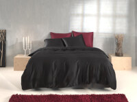 Zo!Home Mako Satin Satinado Bettwäsche 200 Night Black Uni Night-Black 1 Bettbezug 200x200cm + 2 Kissenbezug 80x80cm