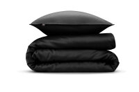 Zo!Home Mako Satin Satinado Bettwäsche 200 Night Black Uni Night-Black 1 Bettbezug 200x200cm + 2 Kissenbezug 80x80cm