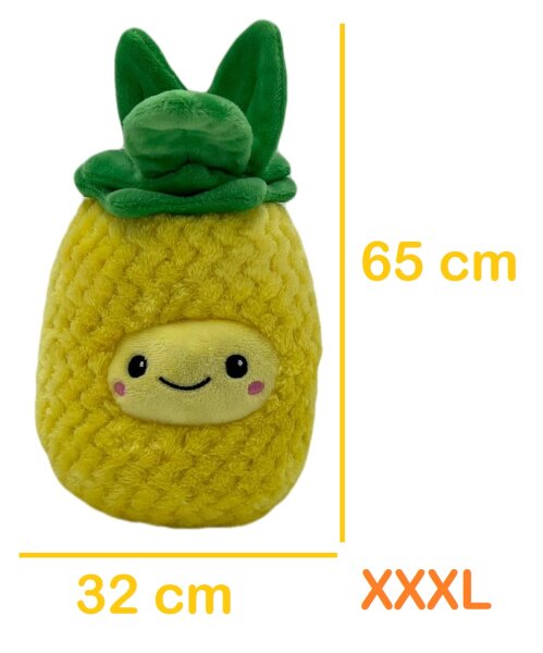 Soma Plüsch-Kissen Ananas XXL 65 cm Sofa-Rückenkissen Rund Lebensmittel Spielzeug Kuschel-Tier Plüsch-Tier Toy Früchte grün