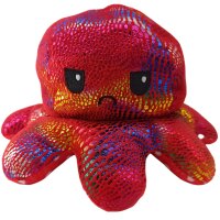 Oktopus XXL Kuscheltier Reversible Octopus Plüschtier Flip Oktopus Spielzeug Kinder Erwachsene Glitzer Sterne (Glitzer Punkte Pink 30 cm)